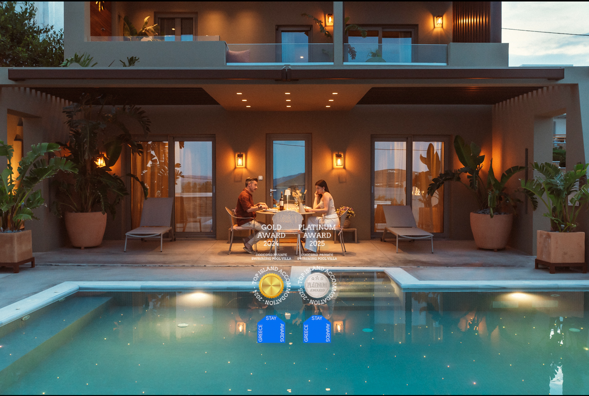 Coocono-Tinos-Private-Boutique-Villas-Pool- Suite-Night-Platinum-Award